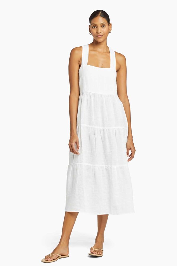 vitamin a canyon linen midi dress white ecolinen