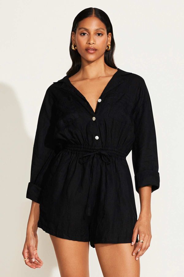 vitamin a the getaway romper black ecolinen