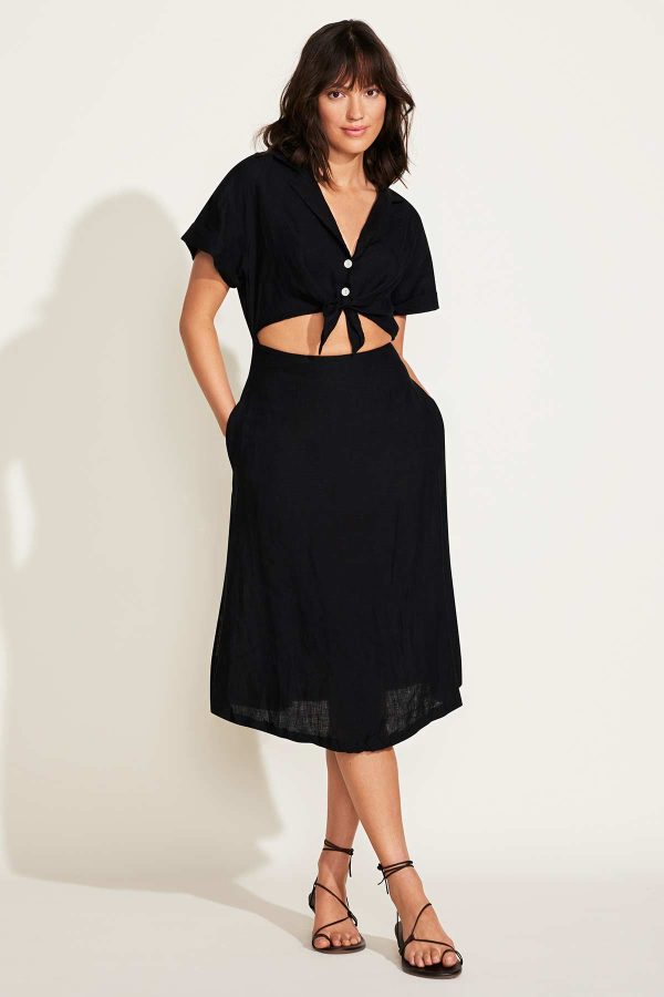 vitamin a playa cut out dress black ecolinen